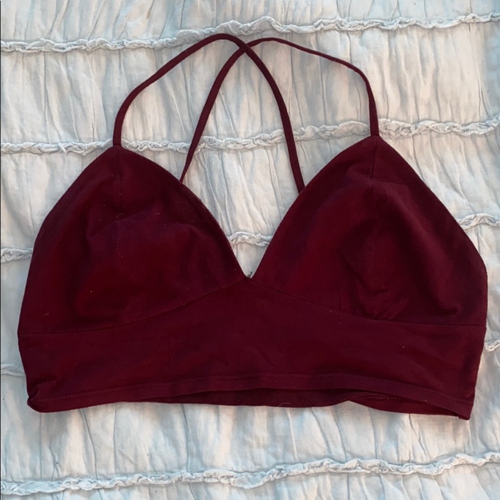Maroon LF suede bralette top (size: large)